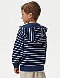 Cotton Rich Textured Striped Zip Hoodie (2-8 Yrs)