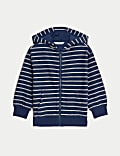 Cotton Rich Textured Striped Zip Hoodie (2-8 Yrs)