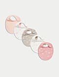 5pk Pure Cotton Floral Bibs