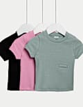 3er-Pack Adaptive gerippte Kurzarm-T-Shirts mit hohem Baumwollanteil (2–16 J.)