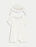 2pc Pure Cotton Textured Romper with Hat (7lbs- 1 Yrs)