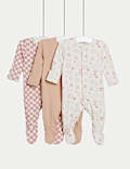 3pk Cotton Rich Ribbed Sleepsuits (0-3 Yrs)