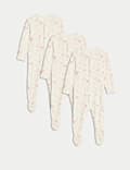 3pk Cotton Rich Ribbed Sleepsuits (0-3 Yrs)