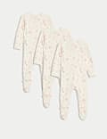 3pk Cotton Rich Ribbed Sleepsuits (0-3 Yrs)