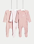 3pk Cotton Rich Striped & Plain Sleepsuits (0-3 Yrs)