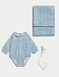 3pc Pure Cotton Floral Starter Gift Set (0-6 Mths)