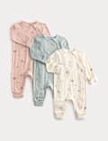 3pk Cotton Rich Woodland Print Sleepsuits (0-3 Yrs)