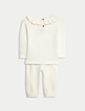 2pc Knitted Floral Heart Outfit (0-12 Mths)
