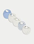 5pk Pure Cotton Dog Print Bibs