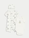 3pc Pure Cotton Bear Print Romper Set (7lbs-1 Yrs)