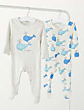 Lot de 2&nbsp;dors-bien en coton à motif baleine (jusqu’au 3&nbsp;ans)