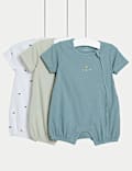 3pk Cotton Rich Rompers (7lbs-12 Mths)