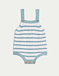 Pure Cotton Knitted Striped Bibshort (7lbs-12 Mths)