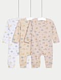 3pk Pure Cotton Dinosaur Sleepsuits (6½lbs-3 Yrs)