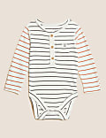 3pk Pure Cotton Striped & Plain Bodysuits (6½lbs-3 Yrs)