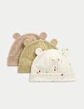 3pk Cotton Rich Leaf Print Hats