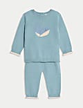 Ensemble 2&nbsp;pièces en maille à motif baleine (3,2&nbsp;kg-1&nbsp;an)