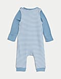 2-teiliges gestreiftes Outfit aus reiner Baumwolle mit Walmotiv (3,2&nbsp;kg–1&nbsp;J.)