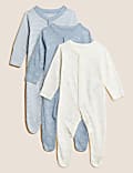 3pk Pure Cotton Sleepsuits (5lbs-3 Yrs)