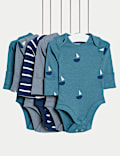5pk Pure Cotton Nautical Bodysuits (6½lbs-3 Yrs)