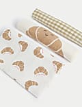 3pk Pure Cotton Croissant Muslins