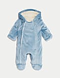 Velour Hooded Pramsuit (0-12 Mths)