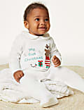 Pijama de bebé de algodón 'My First Christmas' (7&nbsp;lbs-1&nbsp;año)