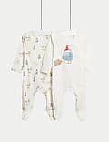 2pk Pure Cotton Paddington™ Sleepsuits (7lbs-1 Yrs)