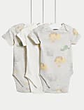 3pk Pure Cotton Lion Bodysuits (6½lbs-3 Yrs)