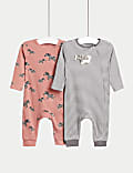 2pk Pure Cotton Striped Zebra Zip Sleepsuits (0-3 Yrs)