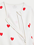 Pure Cotton Heart Zip Sleepsuit (6½lbs-3 Yrs)