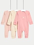 3pk Cotton Rich Zip Sleepsuits (6½lbs-3 Yrs)