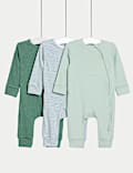 3pk Cotton Rich Zip Sleepsuits (6½lbs-3 Yrs)