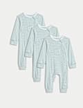 3pk Cotton Rich Zip Sleepsuits (6½lbs-3 Yrs)