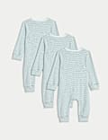 3pk Cotton Rich Zip Sleepsuits (6½lbs-3 Yrs)