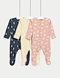 3pk Cotton Rich Printed Sleepsuits (0-3 Yrs)