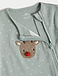 Pure Cotton Reindeer Sleepsuit (7lbs-12 Mths)