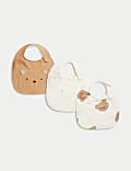 3pk Pure Cotton Spencer Bear™ Dribble Bibs
