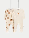 2pk Bear Print Sleepsuits (6½lbs-3 Yrs)