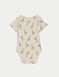 7pk Pure Cotton Giraffe & Striped Bodysuits (5lbs-3 Yrs)