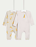 2pk Pure Cotton Footless Sleepsuits (0-36 Mths)