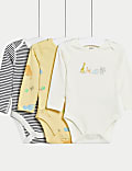 3pk Pure Cotton Safari & Striped Bodysuits (6½lbs-3 Yrs)