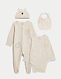 Ensemble 4&nbsp;pièces en coton pour nouveau-né à motif animal (jusqu’au 12&nbsp;mois)