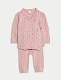 2pc Knitted Wrap Outfit (0-12 Mths)