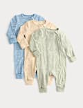 3pk Cotton Rich Ribbed Safari Sleepsuits (0-3 Yrs)
