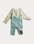 2pc Cotton Rich Sprig Dungaree Outfit (0-12 Mths)