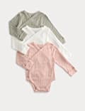 3pk Pure Cotton Wrap Bodysuits (6½lbs-3 Yrs)