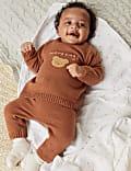 2pc Cotton Rich Knitted Bear Outfit (7lbs-1 Yr)