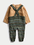 Conjunto con tirantes de punto Fair Isle (0-12 meses)