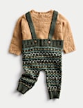 Conjunto con tirantes de punto Fair Isle (0-12 meses)
